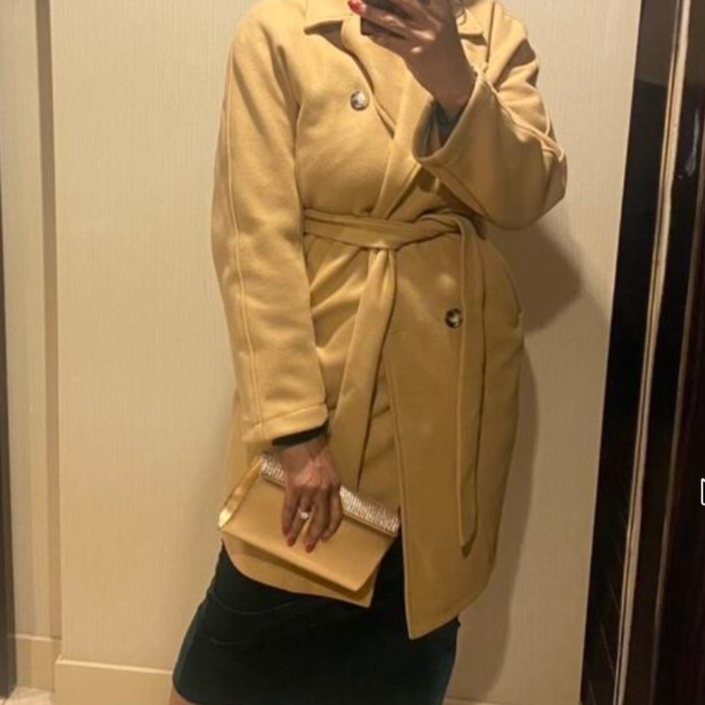 Classic double breasted Pocket Trench Coat Jacket - Picture 7 of 7